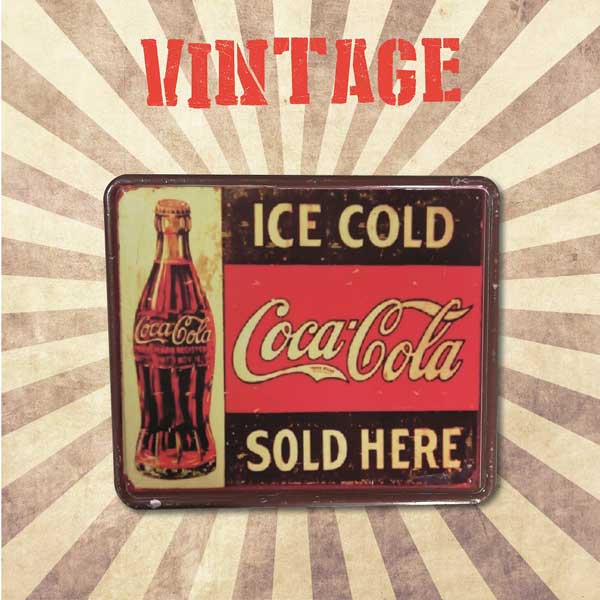 Placa Vintage Coca-Cola Ice Cold