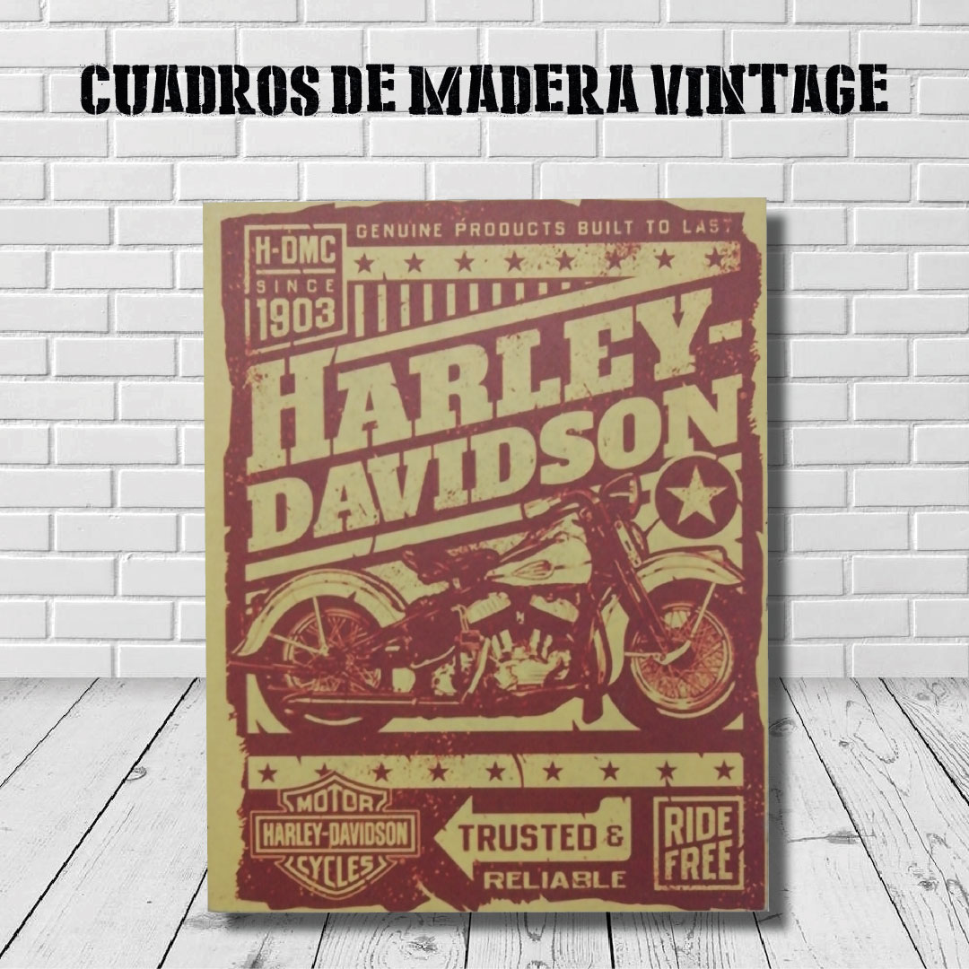 Cuadros de madera Vintage – Harley Davidson 1903